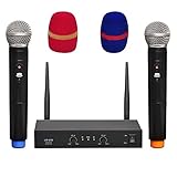 Mikrofone Drahtloses Mikrofonsystem CardioID Dynamisches Handheld-Mikrofon-Professional 2-Wege UHF. Mikrofon Karaoke-DJ-Partymikrofon karaoke mikrofon (Color : EU PLUG)