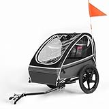 Kinderfahrradanhänger, Fahrradanhänger für 1 Kinder, Ergonomischer Sitz, Einfache Montage, Faltbar, Mit Luftreifen und Aufbewahrungstaschen