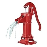 VEVOR Schwengelpumpe Antik Vintage, 7,6 m Förderhöhe, Nostalgiepumpe aus Gusseisen, Brunnenpumpe, Handpumpe, NPT 1-1/4 Zoll Anschluss, Gartenpumpe, für Garten, Teich, Hof, Bauernhof, Rot