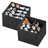 SpaceAid Schuh-Organizer für Schrank, 2 Stück, faltbare Schuhaufbewahrungsbehälter, Körbe, Boxen mit verstellbaren Trennwänden, passend für 16–32 Paar, Schwarz