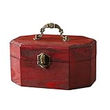 Guaber Achteckige Aufbewahrungsbox aus Holz, Aufbewahrungsbehälter für Schmuck und Schätze mit Griff, für Kinder und Erwachsene, Schlafzimmer, Büro