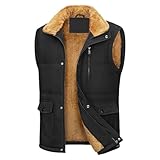 Mymyguoe Herren Fleece Weste Warm Funktionsjacke Atmungsaktive Arbeitsweste Winddicht Ärmellose Freizeitjacke Gefüttert Winter Warme Weste Teddyfleece Weste Winterweste Anglerweste Elegant
