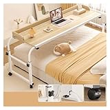 Höhenverstellbarer Betttisch mit Rollen – großer Betttisch für Esszimmer/Computer, Rollbett-Schreibtisch für Zuhause/Verstellbarer Computertisch auf dem Bett