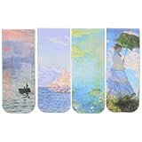 FONDOTIN 4 Stück Magnetische Lesezeichen mit Künstlerischen Landschaftsmotiven Kleine Stabile Buchmarker für Schüler und Leser Doppelseitige Seitenklammern für Schule und Büro