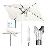 Sekey 200 × 300 cm Aluminum Sonnenschirm Marktschirm Gartenschirm Terrassenschirm Sonnenschutz Creme UV 50+ Rechteckig