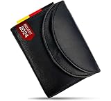 FLEXIBILITE®️ Kleines Portemonnaie Damen Leder [2025] - Mini Geldbörse Herren RFID Schutz (Für 2 Kartenfächer) - Geldbeutel Damen - Kinderportmonee Jungen - Schwarz