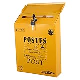 jojofuny Vintage Briefkasten Mit Schloss Abschließbare Postbox Für Wandmontage Rustikale Zeitungsbox Mit Schlüssel Ideal Als Vorschlagsbox Für Garten Und Zuhause