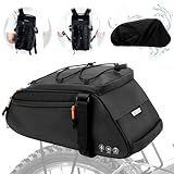 3in 1 Fahrrad Gepäckträgertasche Wasserdicht,10L Multifunktionale Fahrradtaschen mit Schulterguren,Wasserdichte Gepäckträgertasche Hinter mit Elastischer Regenschutz für den Innen-und Außenbereich