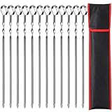 Grillspieße 12 Stück mit Nylontasche, Grill Kabob Spieße 39cm Edelstahl Lange Spieße Schaschlikspieße Fleischspieße, für Lagerfeuer Oder Grillschale