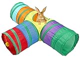 Katzenspielzeug,Faltbarer Katzen Tunnel, Bunny, 2-Wege Katzen Tunnel, Haustier Spielzeug,Kleintiere, Katze Geeignet für Innen und Außenbereich (Regenbogen-T)