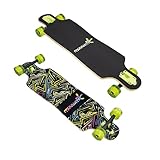 Muuwmi Longboard Compact Neon - ABEC 7 Kugellager Neon - mit LED-Leuchtrollen - Deck 83x22cm - max. 100kg