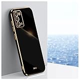 ATISIJIE Hülle für Samsung Galaxy Note 20 Handyhülle Silikon, Schutzhülle Golden Galvanisierrahmen Dünne Weiche TPU Soft Stoßfest Case Cover Bumper Schwarz