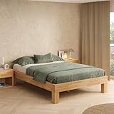skølm Floki Massivholzbett 140x200 cm aus Buche - hochwertiges Bettgestell - Bettrahmen ohne Bettkopf - Holzbett in Natur geölt - Bett 140x200 cm geeignet als Doppelbett - Futonbett