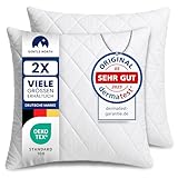 Polyester Kopfkissen (40x40 cm groß) - 2er Set Kissen für Bett und als Dekokissen - Mit Reißverschluss für Füllung - Sofakissen - Zierkissen für Couch und Sofa - Ökotex - Waschbar bis 60° - Weiß