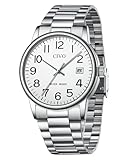 CIVO Uhren Herren Silber Armbanduhr: Wasserdicht Männer Uhr Weiß Ziffernblatt Klassisch - Edelstahl Herren Uhr Analog Quarz mit Datum