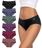 TANSTC Slip Damen Baumwolle, Hipster Slips Unterhosen Niedrige Taille Stretch Atmungsaktive Sportunterwäsche für Damen Unterwäsche - 6er-Pack L