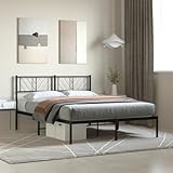 MOBCANT Bettgestell mit Kopfteil, Bettstütze Bettrahmen Bettsystem Futonbett Geeignet für Schulen Wohnungen Schlafzimmer Hotel Metall Schwarz 140x190 cm