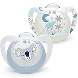 Nuk Star Night & Day Baby Schnuller 0-6 Monate, phosphoreszierende Lutscher, BPA-freies Silikon, Koala blau, 2 Stück