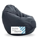 Bruni Sitzsack Classico M in Grau – Sitzsack mit Innensack zum Zocken & Lesen, Abnehmbarer Bezug, lebensmittelechte EPS-Perlen als Bean-Bag-Füllung, aus Deutschland
