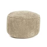 Lumaland Sitzsack Pouf aus Cord | Kompakter 50L Gaming Pouf mit 3-in-1-Funktion: bequemer Hocker, praktisches Tischchen & stylischer Indoor Fußschemel | Ø 25 x 45 cm [Beige]