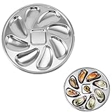 TopHomer 2 Stück Austernteller aus Edelstahl, muschelförmiger Meeresfrüchte-Lebensmittelbehälter, Speiseteller mit 8 Schlitzen für Zuhause, Grillen, Restaurant