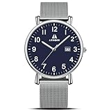 LN LENQIN Herren Uhr Edelstahl Uhren Herren Männer Analog Quarz Armbanduhren 30M wasserdichte Mode Casual Uhr für Männer