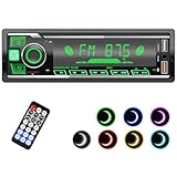 Autoradio Bluetooth, Wistrue Auto Radio Bluetooth mit 7 Farben Licht Einstellbar 1 Din Autoradio FM/2USB/AUX/TF MP3 Player Unterstützt iOS und Android