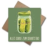 Lustige Geburtstag Karte 'Alles Gurke zum Geburtstag' - Gurken Karte Humorvolle Geburtstagskarte Witzig (125 x 125 mm)