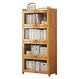 Standvitrine mit 5 Etagen, mit hochklappbaren Türen, für Schlafzimmer, Wohnzimmer, Heimbüro und Waschraum, Holzfarbe, 60 x 33 x 172 cm