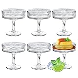 PORFOYO Espresso Martini Gläser, 6 Stück 200 ml Vintage Cocktailgläser mit Rillen als, Sektschalen, Champagner Schalen, Margarita Gläser champagner gläser für Bar Cocktails Wein und Dessertsdes