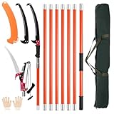 Astsäge mit Teleskopstiel 8m Höhenverstellbar 2,24m-8,24m Astsäge Teleskop Klinge aus Kohlenstoffstahl mit Tragetasche und 2 Sägeblätter Handsäge Stangensäge Handstielsäge Gartengeräte-Set (A)