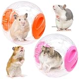 2 Stück Hamsterball, 12cm Kleintiere Zwerghamsterball Transparentes Laufrad Kleintierkäfig Zubehör, Nagerspielzeug zum Laufen (Rot + Orange)