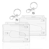 Ausweishülle, Hard Clear Badge Holder, ID Kartenhalter, Kartenhalter für Büro, Schule, ID Kreditkarten, ID Clip (Horizontal 2 Pcs)
