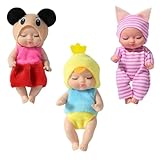 YAAVAAW 3 Stück Mini Newborn Babypuppen Reborn Puppen für Mädchen,4 Zoll Newborn Baby Puppe,Realistische Babypuppe,Kleine Püppchen Mini Puppen für Kinder Kleinkinder ab 2 3 4+ Geburtstag Geschenk