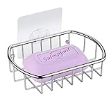MaxHold Seifenschale ohne Bohren,Transparent Selbstklebend Seifenkorb, Edelstahl, Badezimmer Duschregal, Wandhalterung Küche Schwammhalter