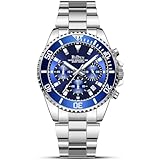 BIDEN Herren Uhr Chronographen Edelstahl Uhren Herren Wasserdicht Designer Armbanduhren Militär Großes Leuchtende Analog Datum Business Uhren für Männer