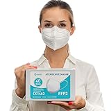 Health2b FFP2 Masken CE Zertifiziert aus Deutschland 40 Stück CE1463 5-Lagen Medizinisch Mundschutz Weiß Hygienisch Schutzmasken Op Maske Atemschutz DERMATEST® Sehr Gut
