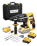 MAXCULAR Akku Bohrhammer 21V, 2,0J Schlagkraft, 4in1 SDS-Plus 5100 BPM, 26 mm Betonbohrleistung, Bürstenlos, inkl. 2 * 4.0Ah Akku, 5tlg. Bohr-Meißel-Set, Ladegerät im Handwerkerkoffer