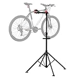 WOLTU Fahrradmontageständer, Fahrrad Reparaturständer, Montageständer für Fahrräder vierbeinig, mit Werkzeugablage, höhenverstellbar klappbar 360° drehbar, bis 25 kg, aus Metall