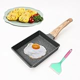 RANJIMA Tamagoyaki Pfanne, Japanische Omelettpfannen mit Antihaft Beschichtung, Aluminium Omelette Pfanne, Rechteckige Eierpfanne, Tamago Pfanne Mini Bratpfanne, für Gasherd Induktionsherd (Schwarz)