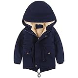 linboo Kinder Winterjacke Jungen Mädchen Warm Gefütterte Blouson Hoodie Dicke Mantel Parka Baby Wintermäntel, Marineblau, 116-122(Etikettengröße: 120)