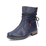 Rieker Damen Biker Boots Z68M1, Frauen Stiefeletten,Kurzstiefel,uebergangsschuhe,uebergangsstiefel,Winterstiefeletten,warm,blau (14),39 EU / 6 UK