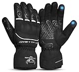 BEAST RAGE Winter Motorradhandschuhe für Damen Herren Warme wasserdicht Touchscreen Motorradhandschuhe für kaltes Wetter Straße,Touring (Schwarz, XL)