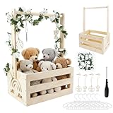 Babyparty Geschenk Holz Babykorb mit Griff, Babyparty Geschenk für Neugeborene, Praktischer Baby Schrank mit Kinder Kleiderbügel und Girlande, Personalisierte Baby Korb für Schwangere Neue Eltern