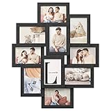 SONGMICS Bilderrahmen-Collage, 10 Fotorahmen für 10 x 15 cm Bilder, Fotocollage, Wandcollage, Multi-Rahmen, Wanddeko, weihnachten, tintenschwarz RPF20BK