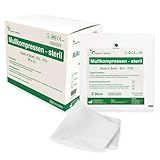 Kompressen Sterile 5x5cm 50 Stück Wundkompressen STERIL 8 Lagen Wundauflage Verbandsmaterial Mullkompressen Wundgaze Kompresse zur Wundversorgung Blutabsorbtion und Sekretaufnahme
