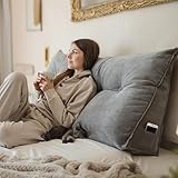 Björn&Schiller Rückenkissen - Lesekissen für Bett und Sofa, Keilkissen, Rückenpolster für die Wand, Sitzkissen, Wandkissen, groß mit waschbarem Bezug (Grau, 100 cm)
