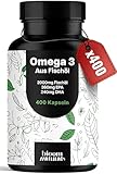 Omega 3 Kapseln Hochdosiert - 400 Kapseln mit 2000mg - EPA 360mg & DHA 240mg Fischöl pro Tagesportion - Omega 3 Fettsäuren Kapseln, produziert in Deutschland Laborgeprüft - Verpackung kann variieren