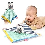 Zebra Baby Sicherheitsdecke,Baby Neugeborene Tröster Decke Spielzeug,Baby Decken Schlafsicherheits spielzeug mit Beiß,Weiche Berührung Tag,Plüschtier Spielzeug Geschenk für Kleinkind 3,6,9,12,Monate