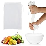 WLLHYF Nussmilchbeutel 4 Stück feinmaschiges Passiertuch Wiederverwendbar feinmaschiges Filter mit Kordelzug Nylon Baumwolle Nussbeutel für Käse Fruchtsaft Kaffee Gemüsesaft (Nylon, 20 × 30 cm)